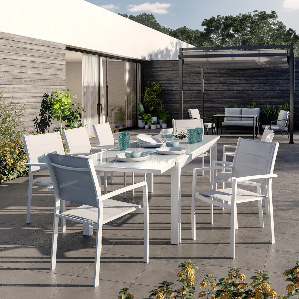 שולחן אוכל 1.80 נפתח ל- 2.62 צבע לבן LYRA1790