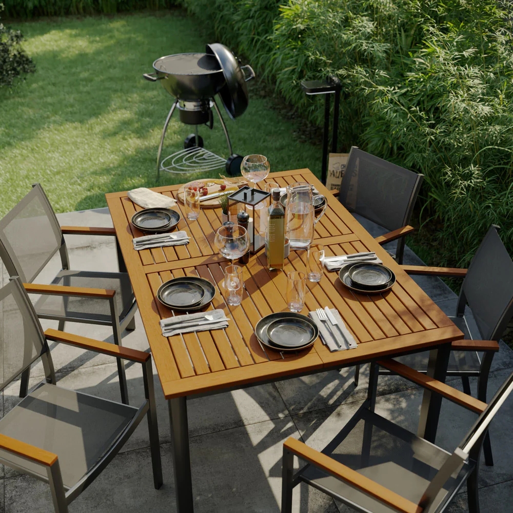 שולחן אוכל נפתח עץ אקליפטוס Oris1990